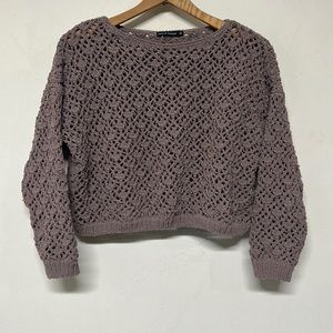 Moon & Madison Gray Loose Knit Crop Sweater